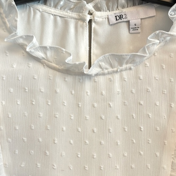 DR2 White Ruffle Blouse in Swiss Dot - sz S - Picture 5 of 8